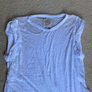 Distressed White Tee